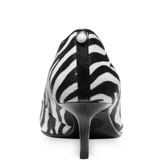 New! MICHAEL KORS Calf-hair Zebra Print Kitten Heel Flex Pumps Black White - Picture 3 of 3